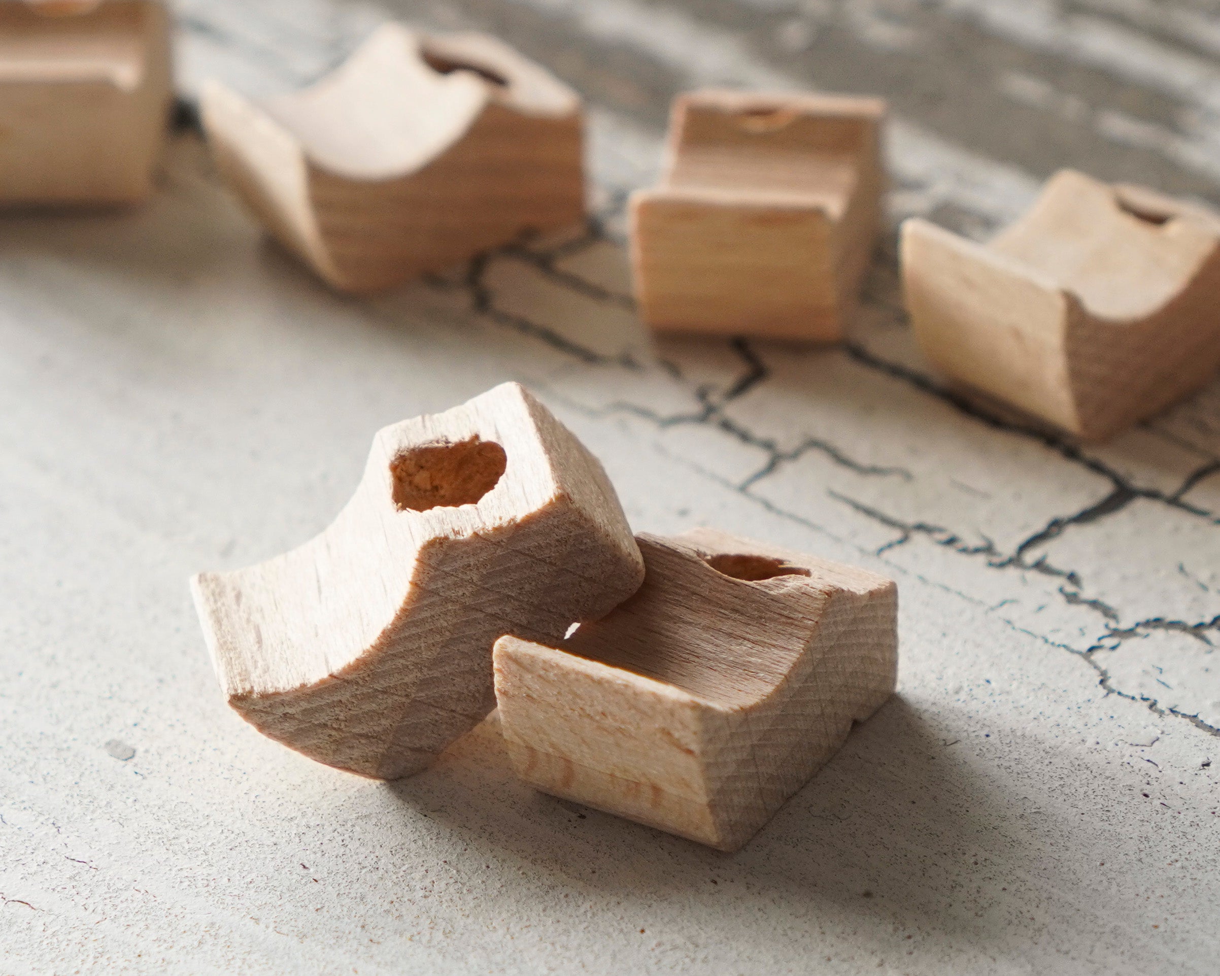 Miniature Wooden Shoes, Tiny Wood Figurine / Doll Clogs, 5 Pairs, 10 Pcs