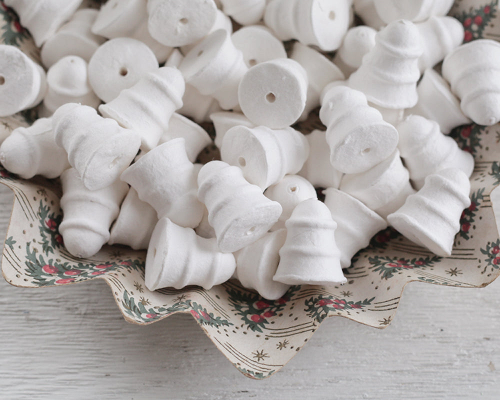 Spun Cotton Bells - 32mm Small Retro Striped Bell Craft Shapes, 8 Pcs.