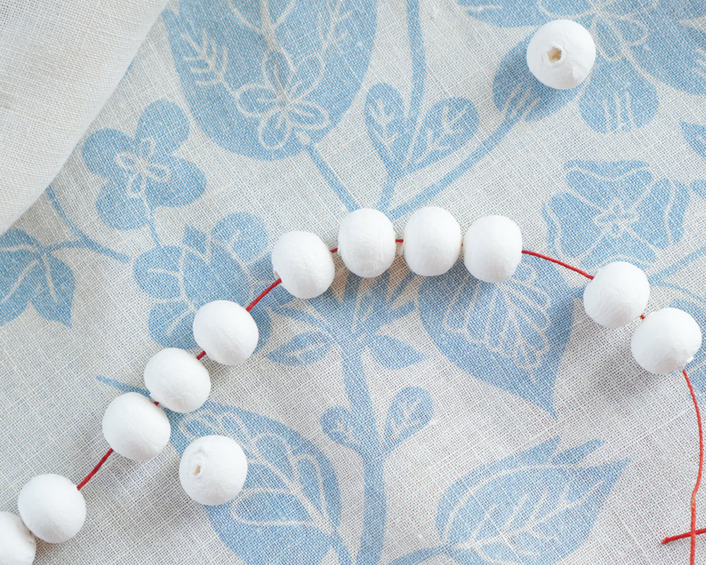 Spun Cotton Paper BEADS, 12mm, 50 Pcs.