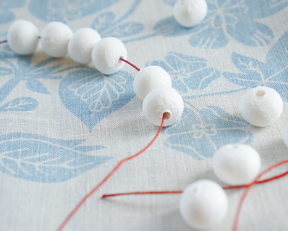 Spun Cotton Paper BEADS, 12mm, 50 Pcs.