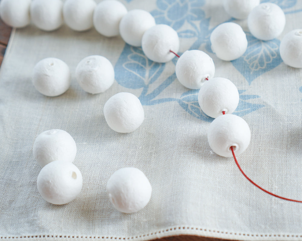 18mm Spun Cotton Paper BEADS, 50 Pcs.