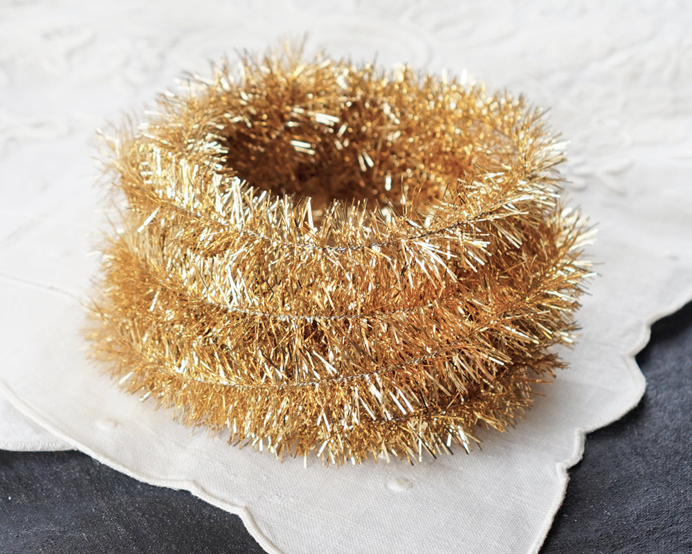 Wired Tinsel Trim - Gold Lurex Garland, 3 Yds.