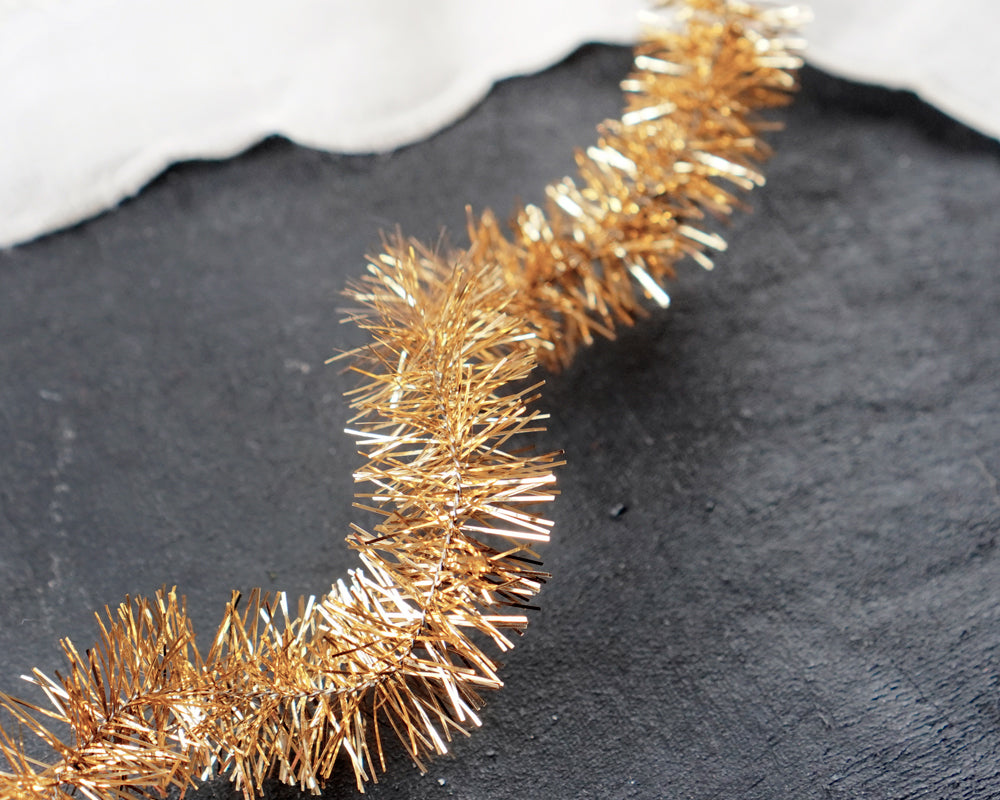 Wired Tinsel Trim - Gold Lurex Garland, 3 Yds.