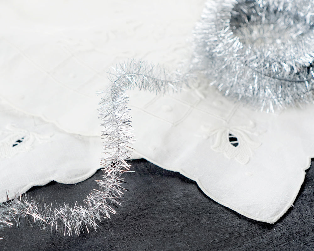 Wired Tinsel Trim - Silver Lurex Garland, 3 Yds.