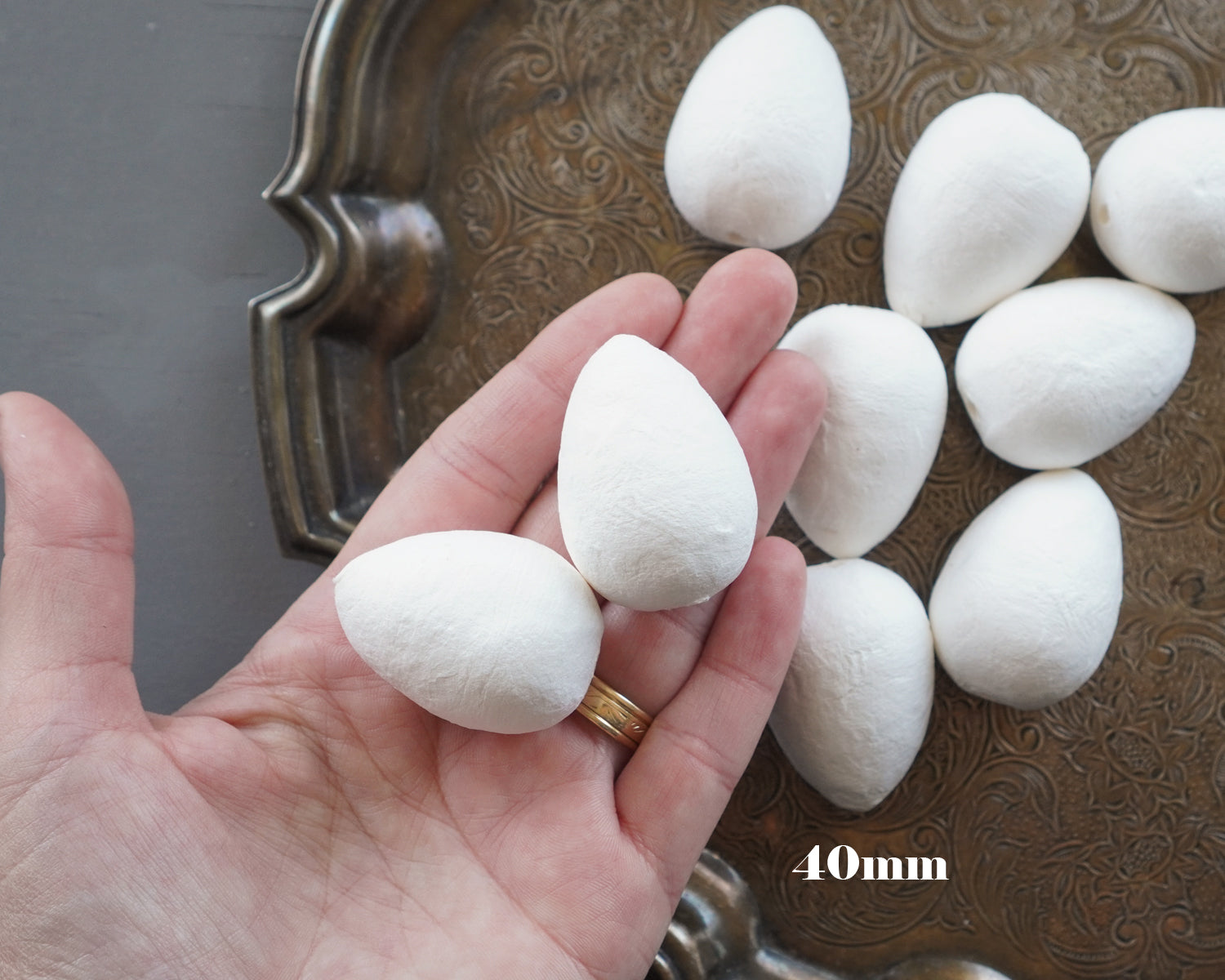 Spun Cotton Eggs, Vintage-Style Craft Shapes, Select by Size