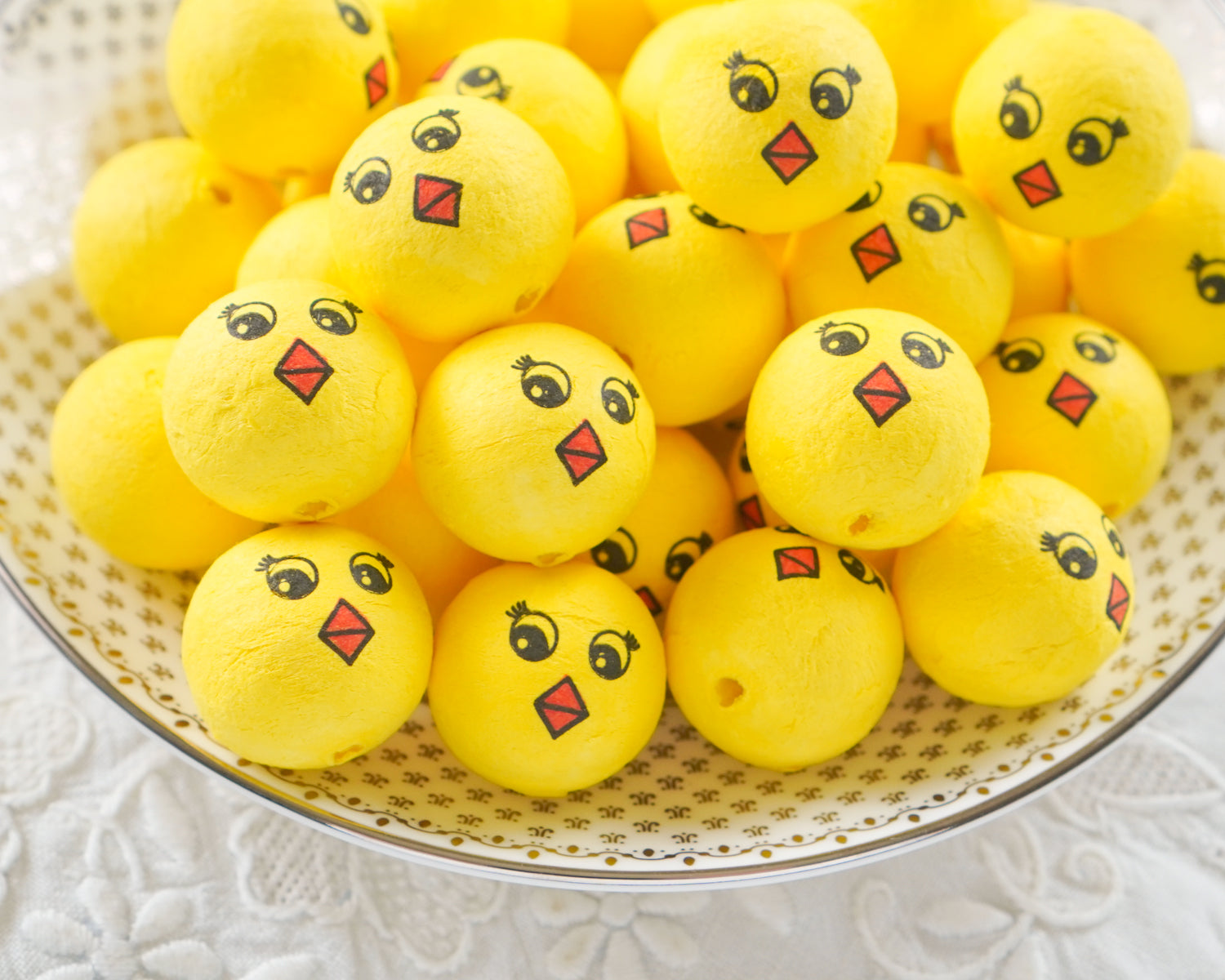 Spun Cotton Bird Craft Heads with Vintage-Style Chick Faces, 12 Pcs.