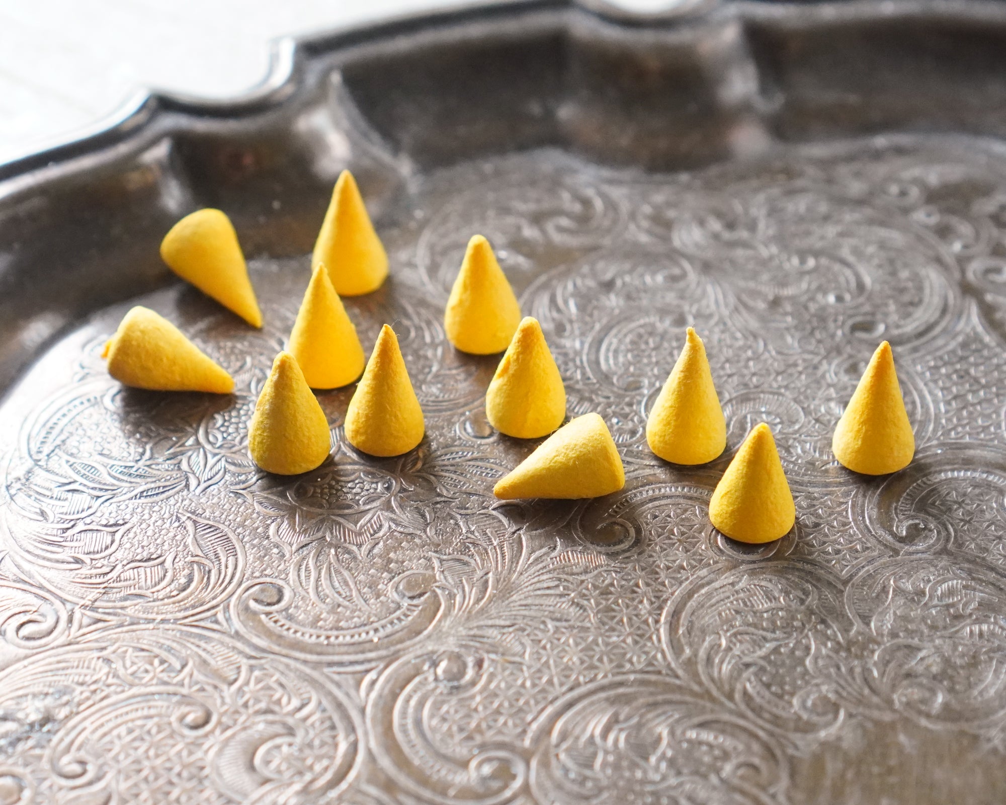 Yellow Spun Cotton Beak / Mini Cone Craft Shapes, 12 x 8mm, 12 Pcs.