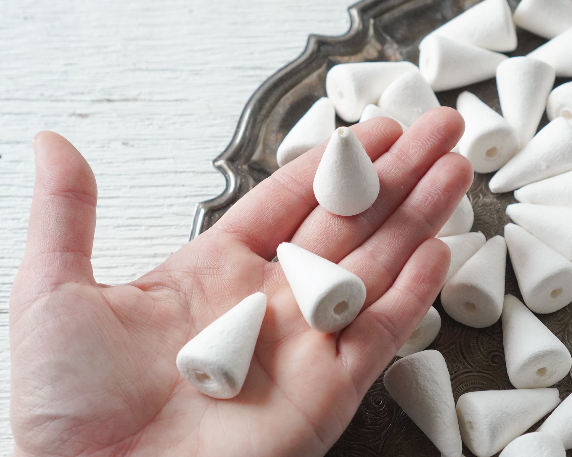 Spun Cotton Cones - 32mm Cone Craft Shapes, 12 Pcs.