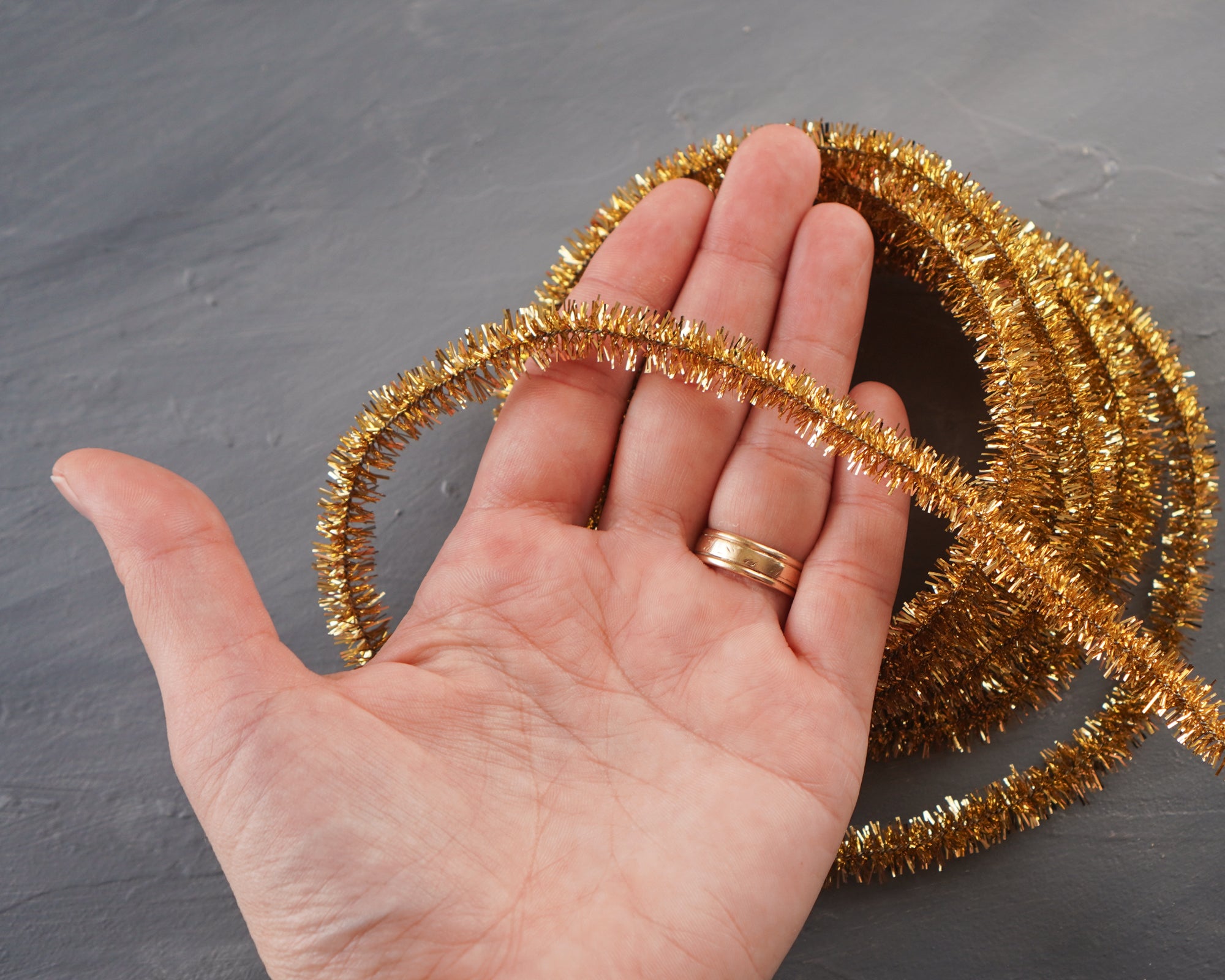 Gold Pipe Cleaner Roping - Wired Metallic Lurex Craft Trim, 3 Yds.