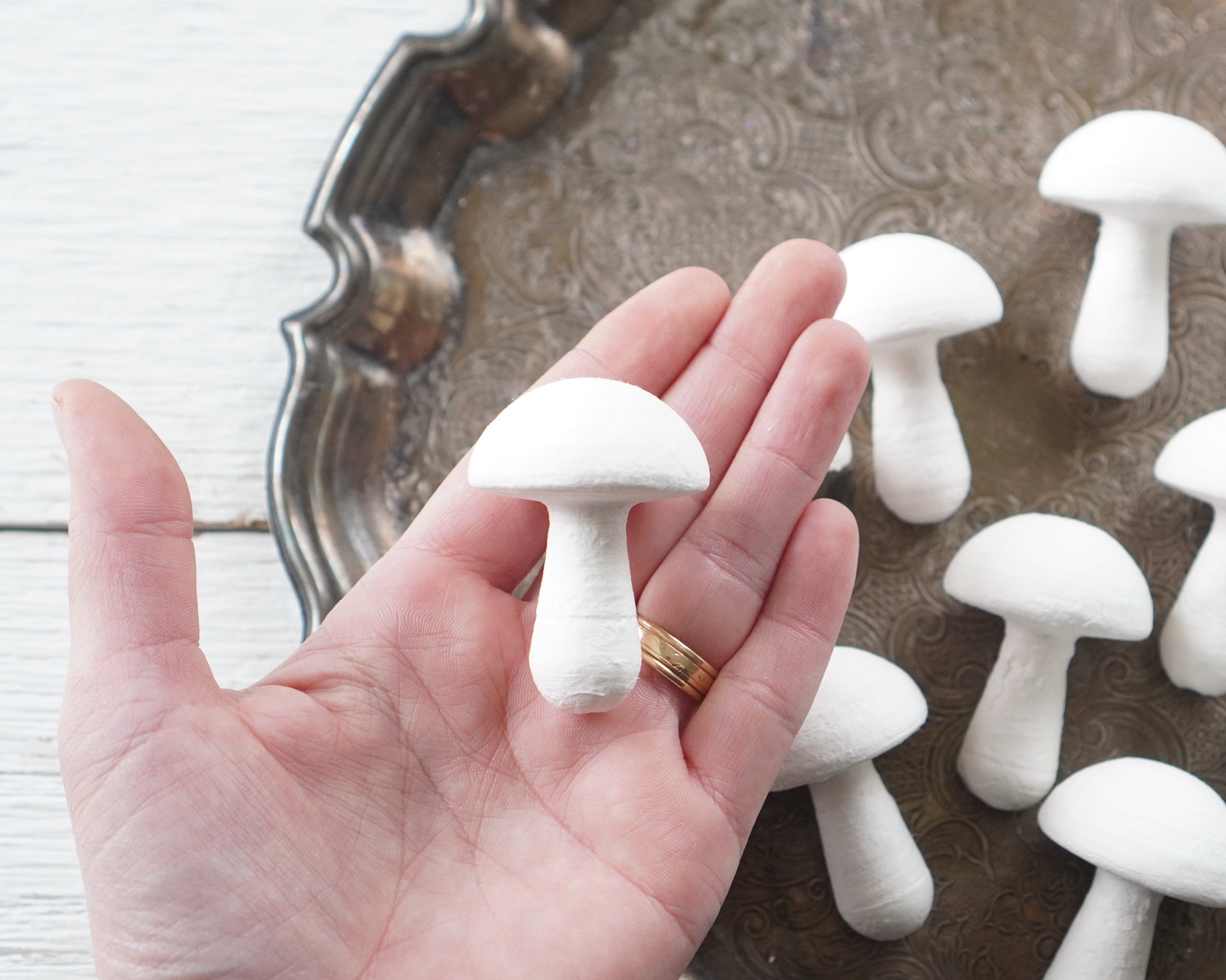 Tall Toadstools - Large Spun Cotton Mushrooms 50 x 35mm, 12 Pcs.