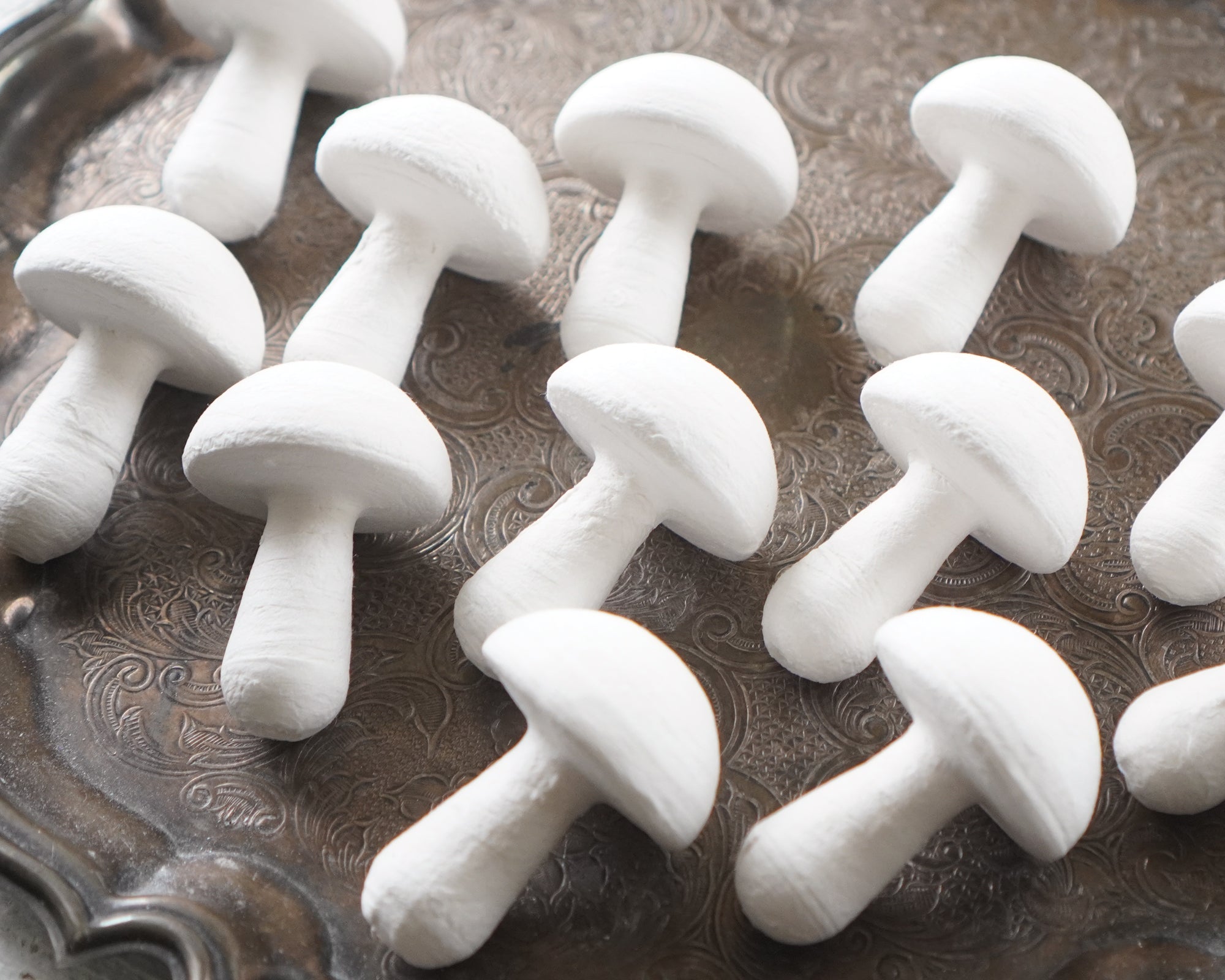 Tall Toadstools - Large Spun Cotton Mushrooms 50 x 35mm, 12 Pcs.