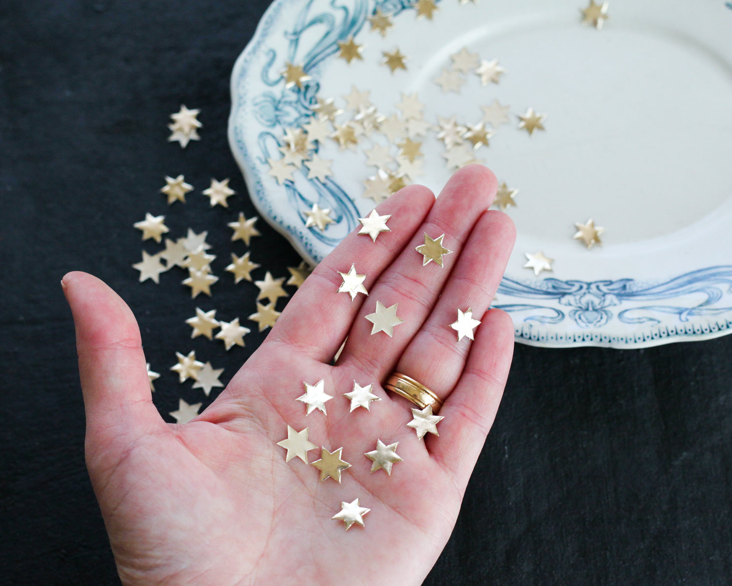 Tiny Paper Stars - Gold Foil Die Cut Star Shapes, 100 Pcs.