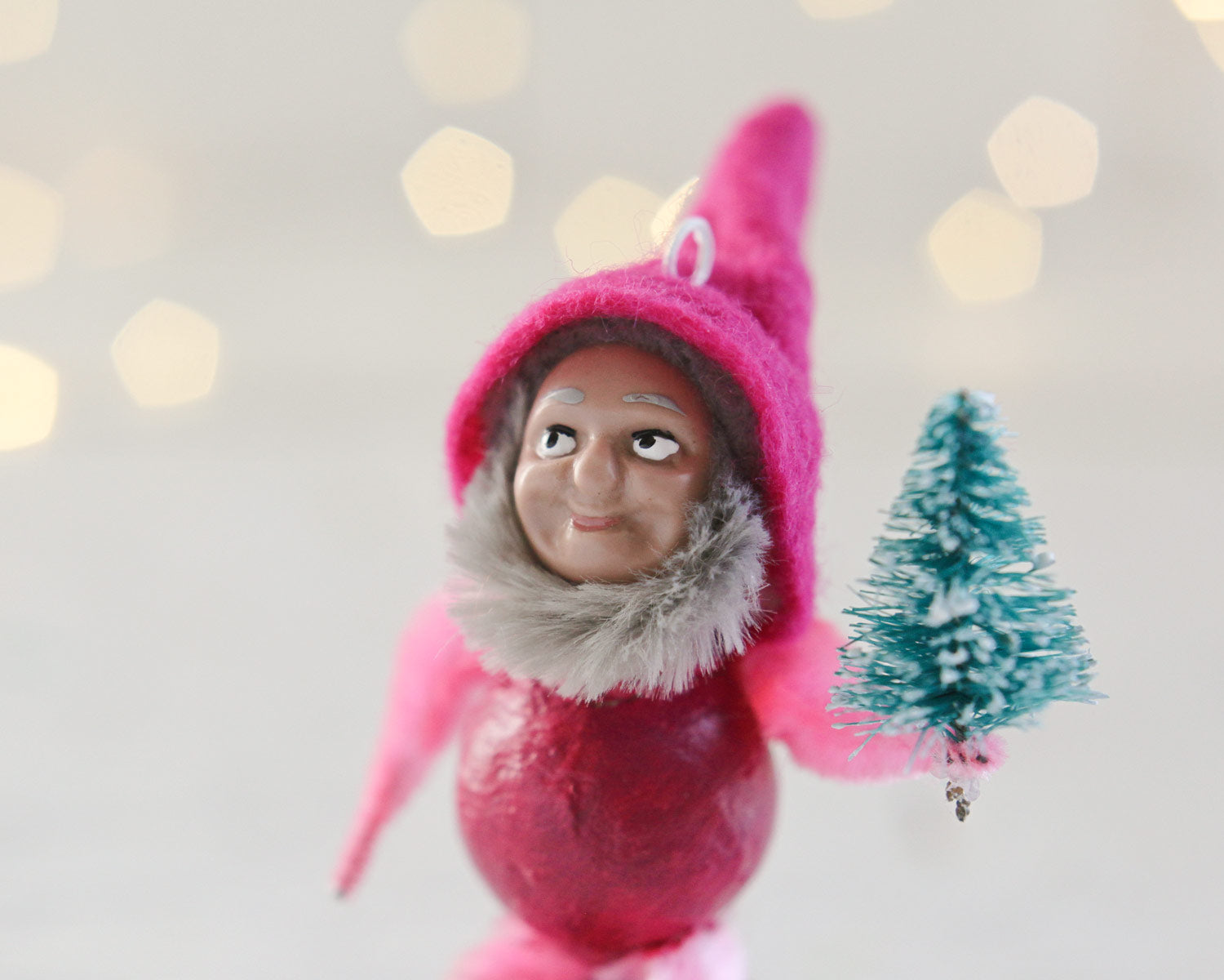 Elf Faces, Brown - Miniature Plastic Face Cabochons for Crafts, 8 Pcs.