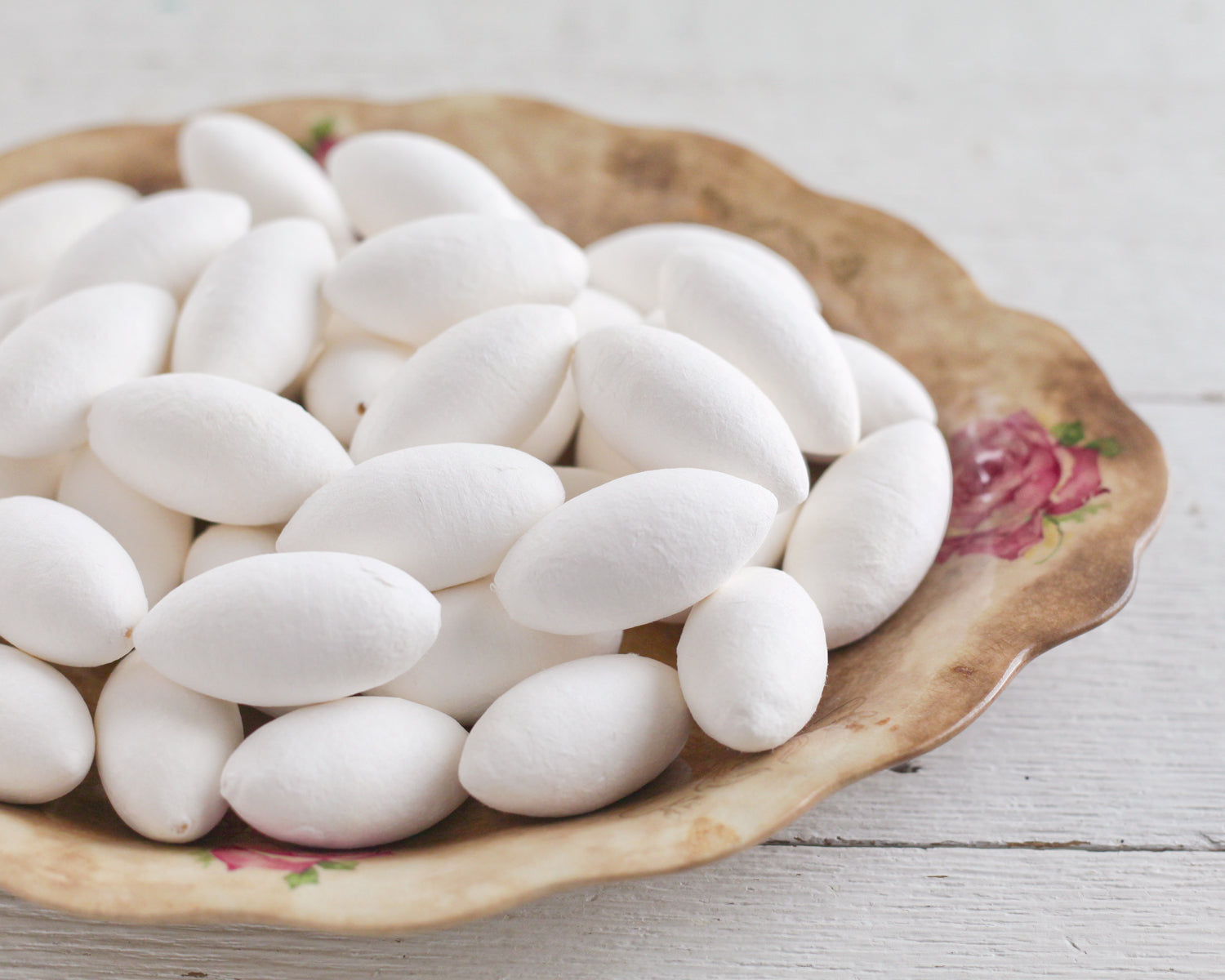 Spun Cotton Oval Buds / Bulbs - 55mm Vintage-Style Craft Shapes, 12 Pcs.