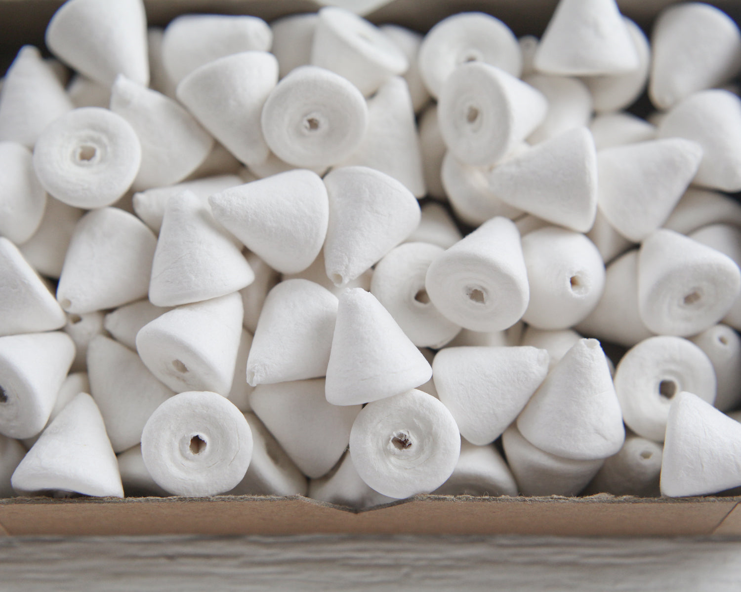 Small Spun Cotton Cones - 18mm Cone Craft Shapes, 12 Pcs.
