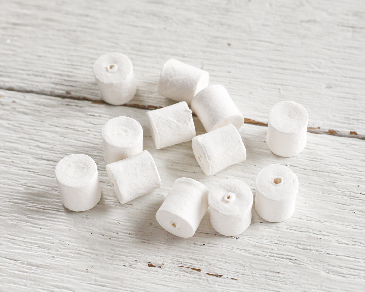 Spun Cotton Pegs - 20mm Miniature Cylinder / Drum Craft Shapes, 8 Pcs.