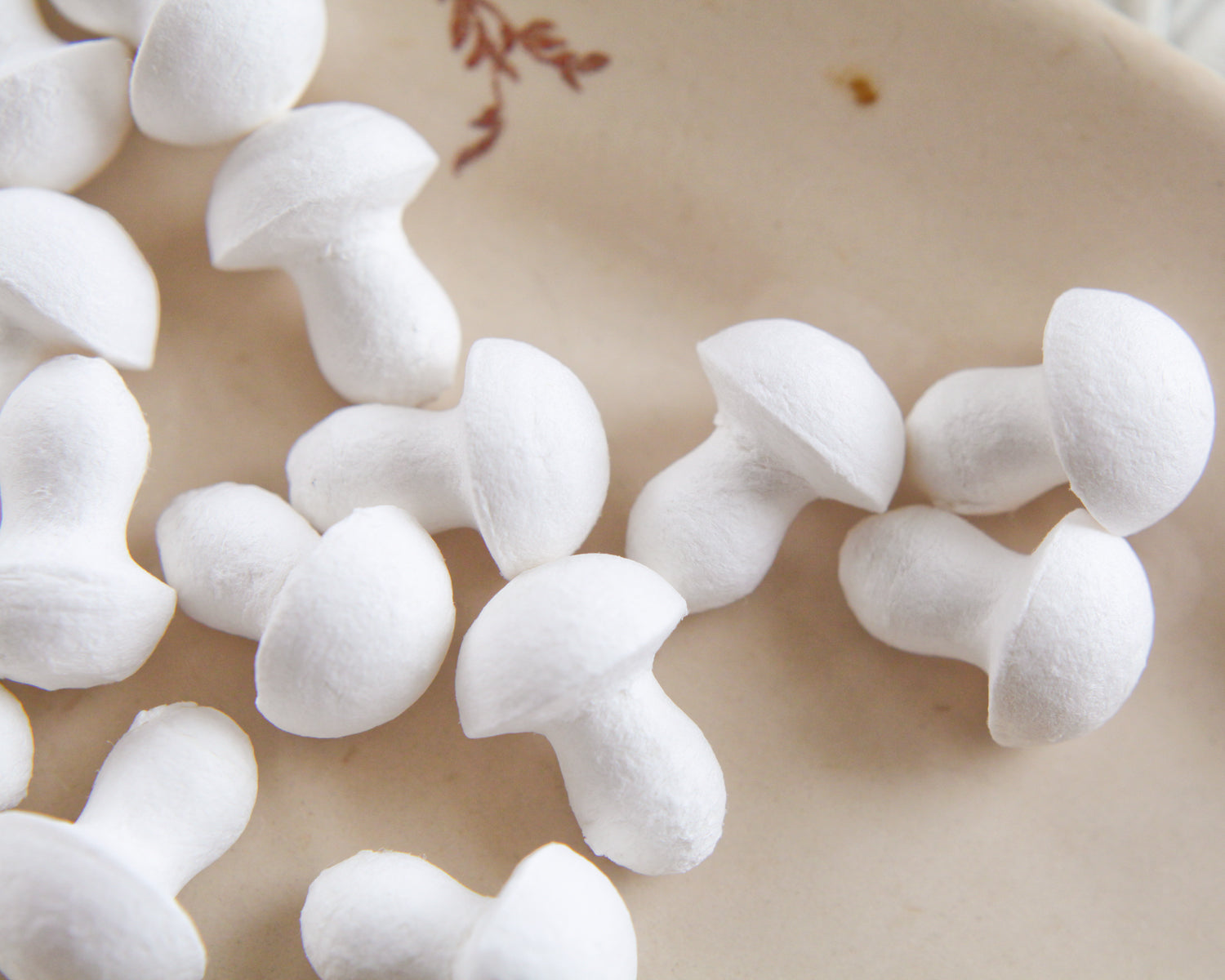 Small Button Mushrooms - 20 x 25mm Spun Cotton Craft Shapes, 50 Pcs.