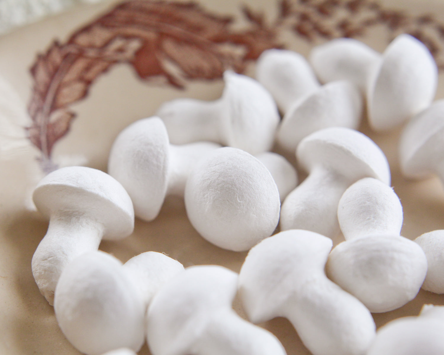 Small Button Mushrooms - 20 x 25mm Spun Cotton Craft Shapes, 50 Pcs.