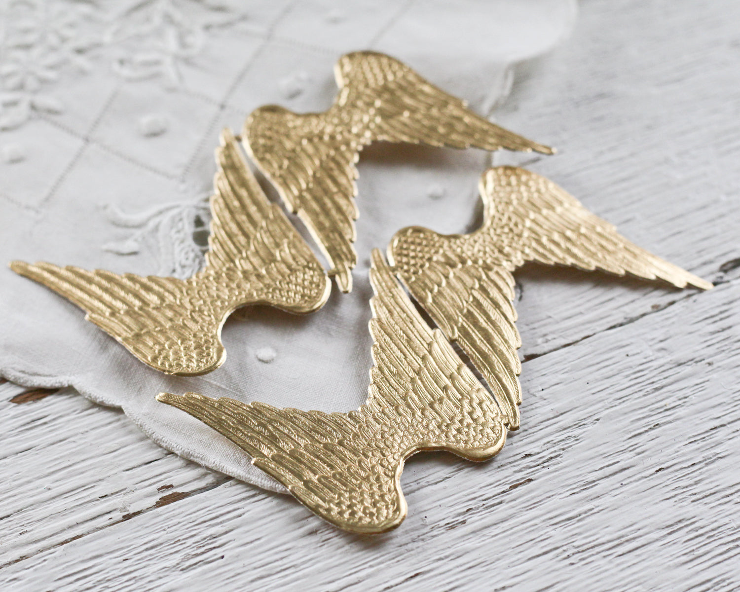 Paper Angel Wings - Embossed Gold Foil Die Cut Dresden Paper Wings, 4 Pcs.