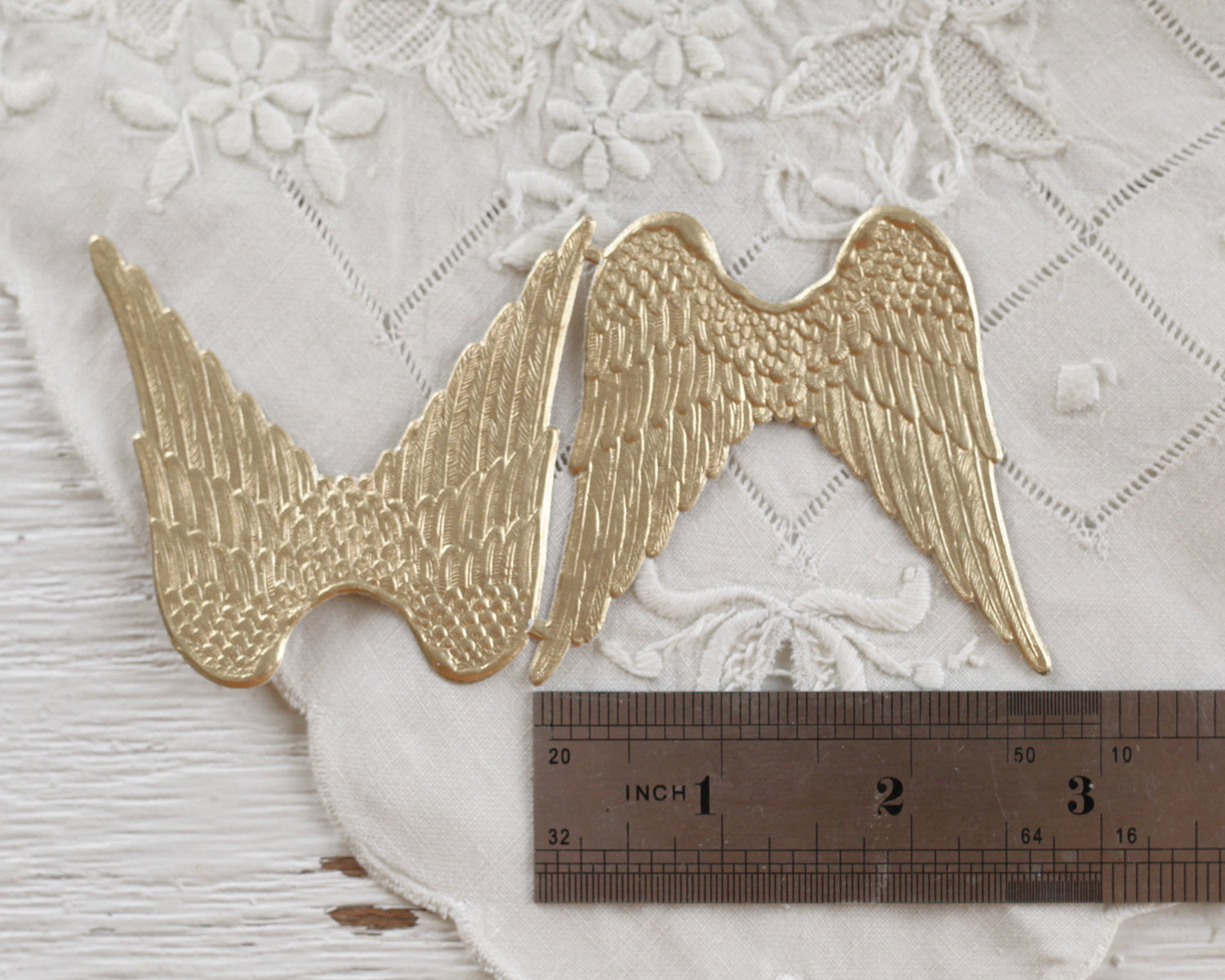 Paper Angel Wings - Embossed Gold Foil Die Cut Dresden Paper Wings, 4 Pcs.