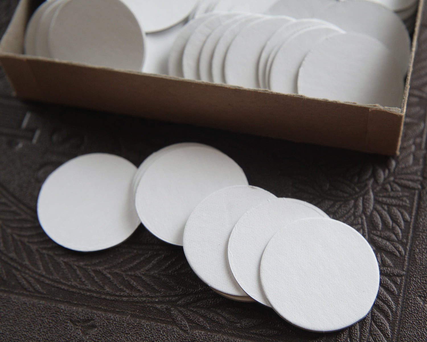 White Chipboard Circles - 1 1/2 Inch Diameter Die Cut Cardboard Rounds, 10 Pcs.