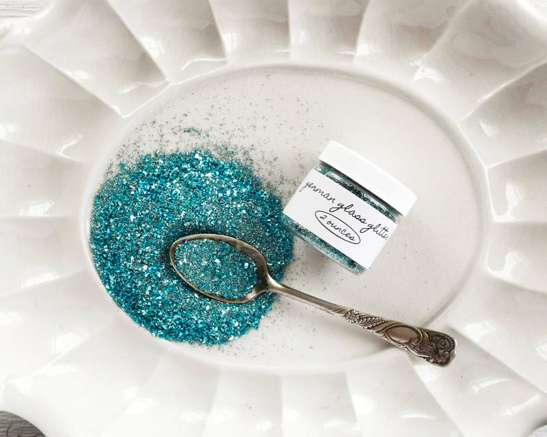 German Glass Glitter, Aqua Blue