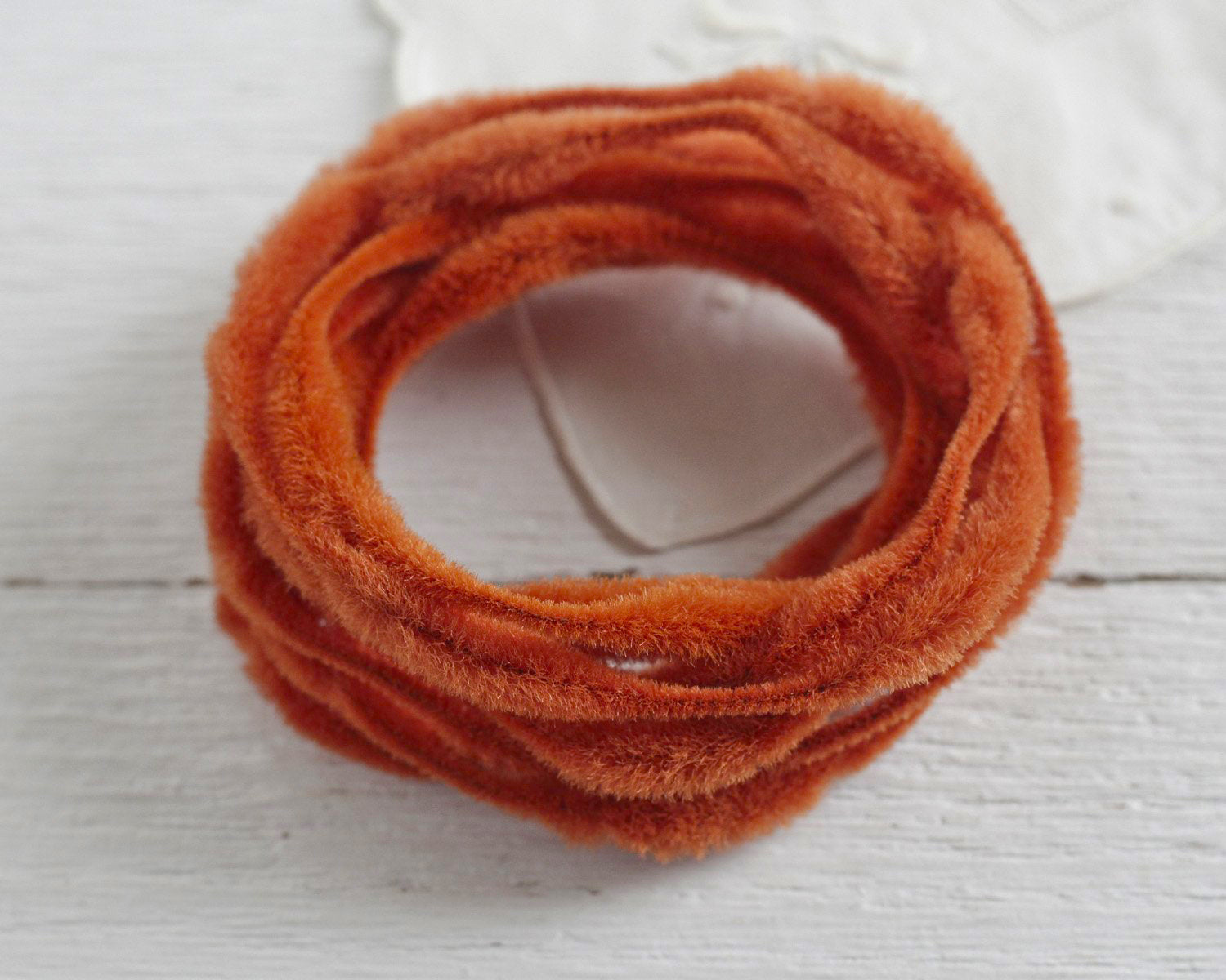 Fuzzy Bump Chenille - Vintage Burnt Orange Wired Craft Trim, 3 Yds.