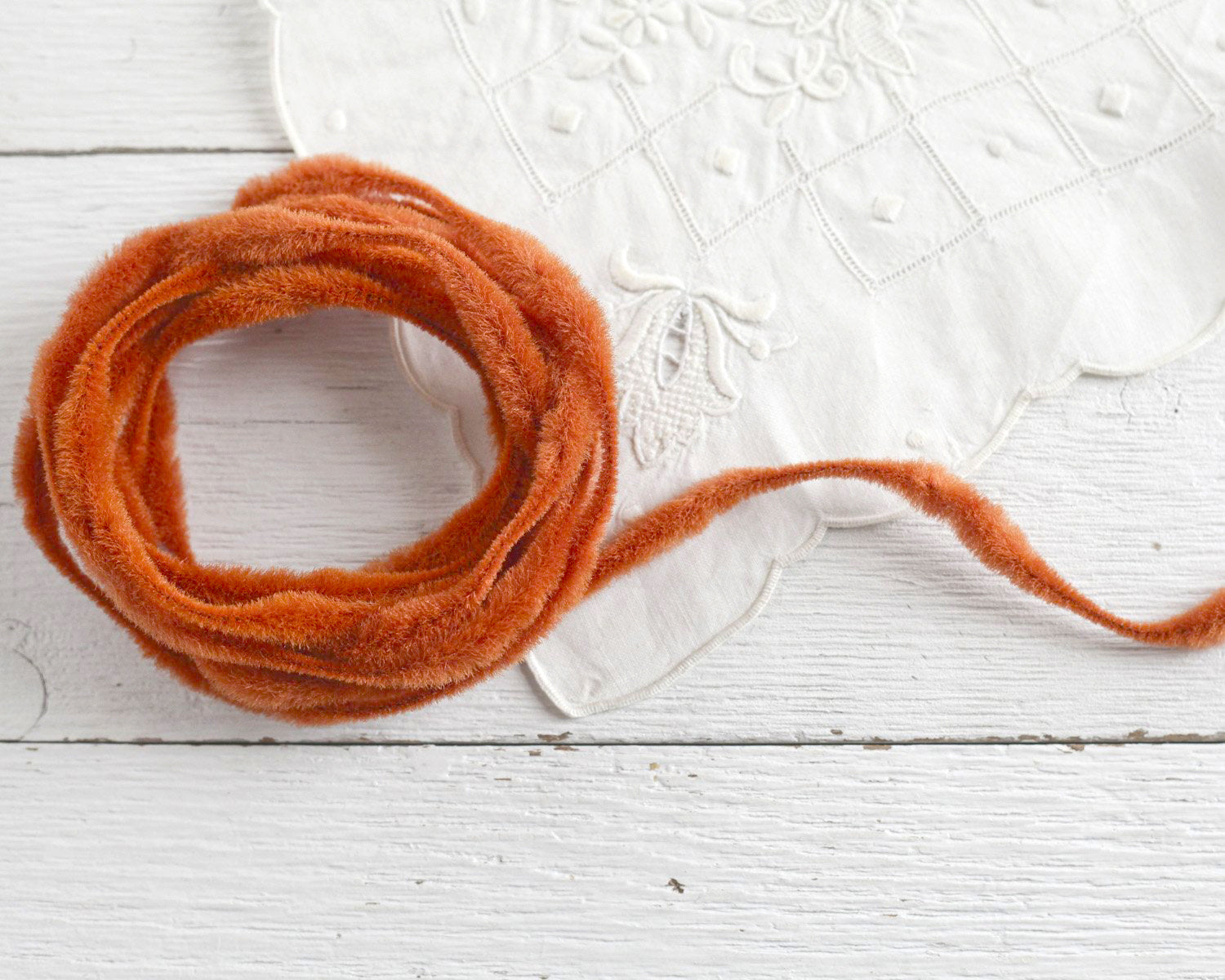 Fuzzy Bump Chenille - Vintage Burnt Orange Wired Craft Trim, 3 Yds.