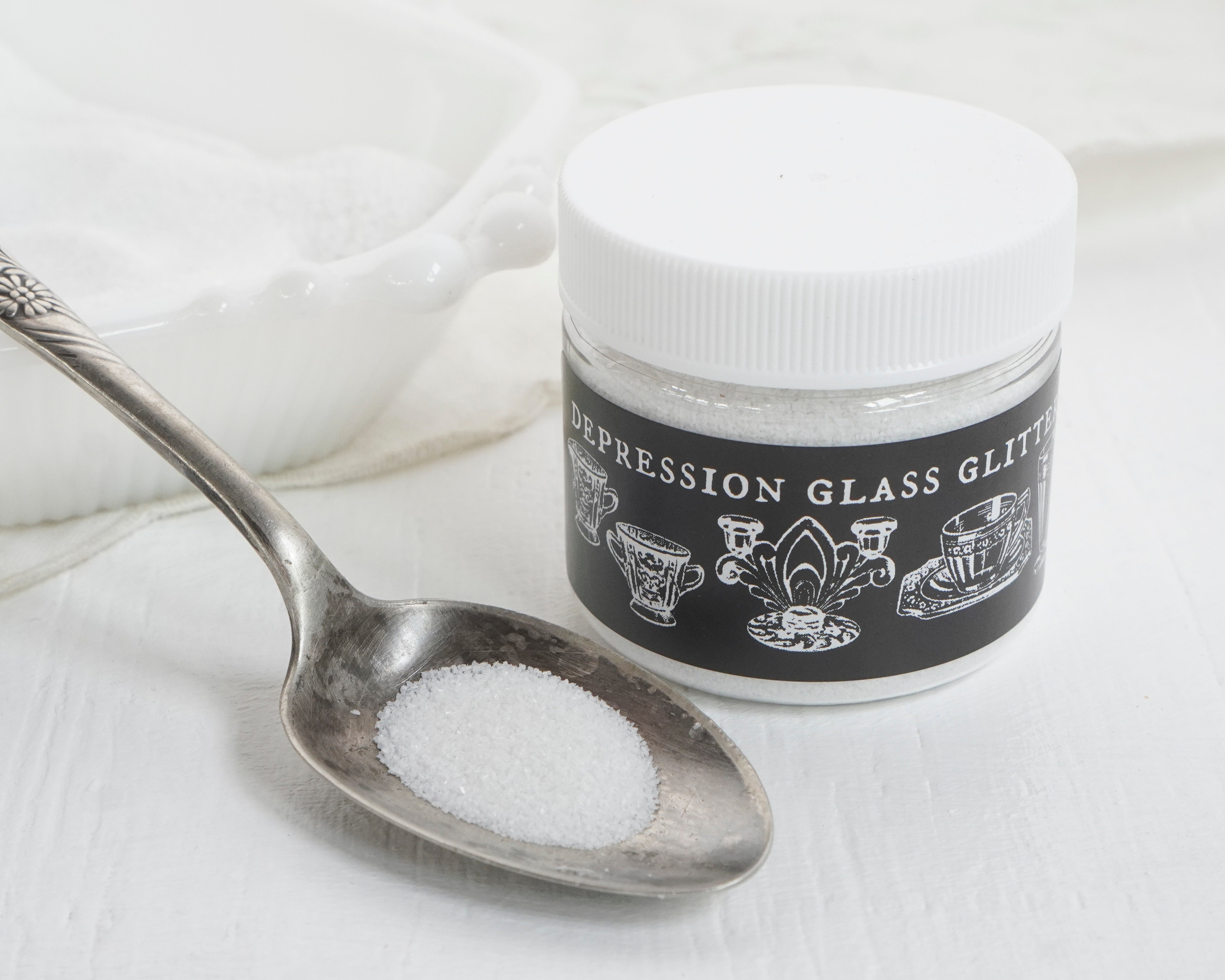 Milk Glass Glitter, FINE GRAIN - Opaque White Snow Effect