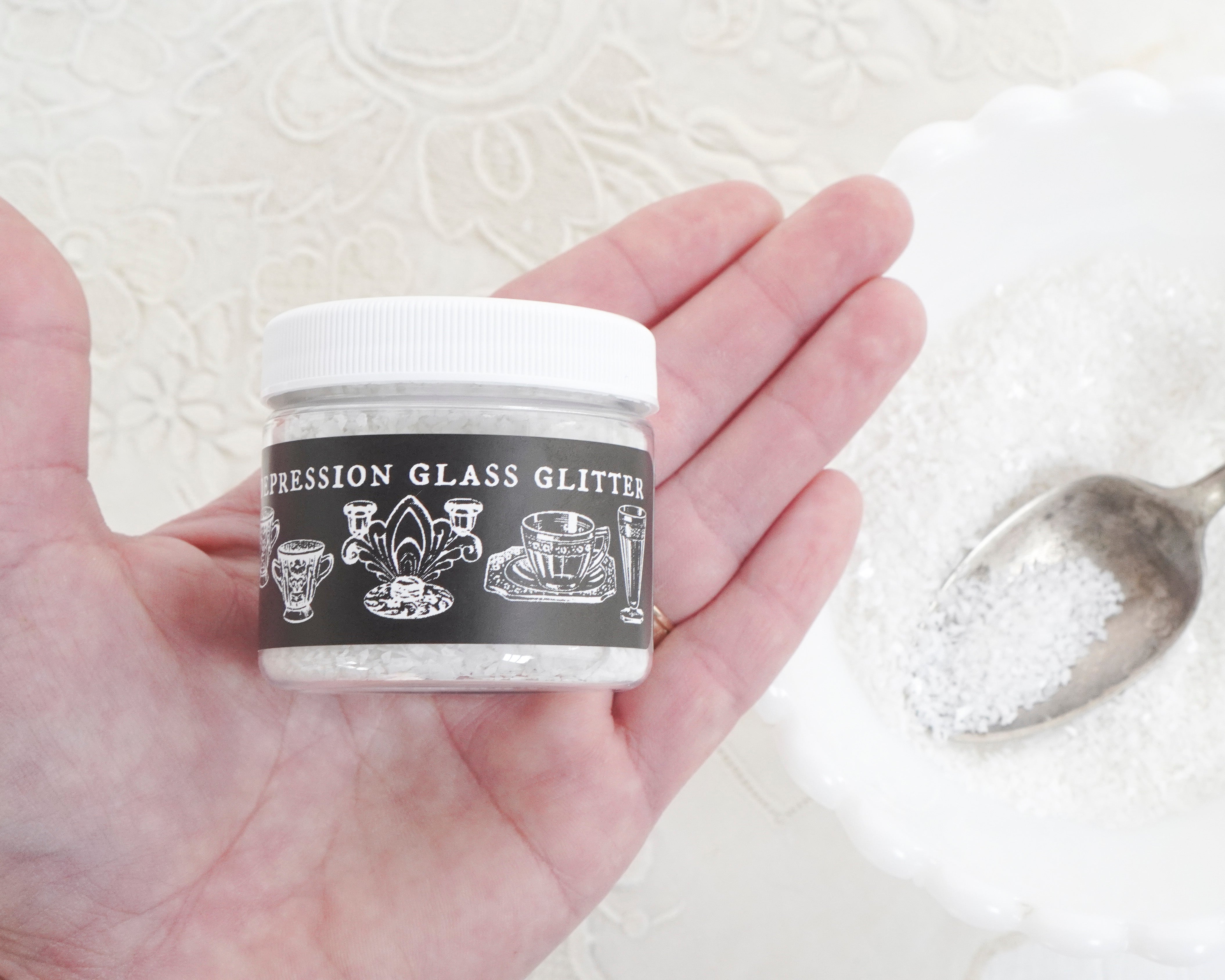 Milk Glass Glitter, COARSE - Opaque White Snow Effect