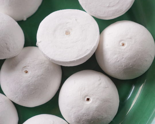 50mm Spun Cotton Hemisphere Half Balls, Mushroom Cap Craft Shapes, 12 Pcs.