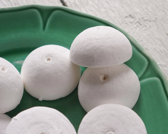 50mm Spun Cotton Hemisphere Half Balls, Mushroom Cap Craft Shapes, 12 Pcs.