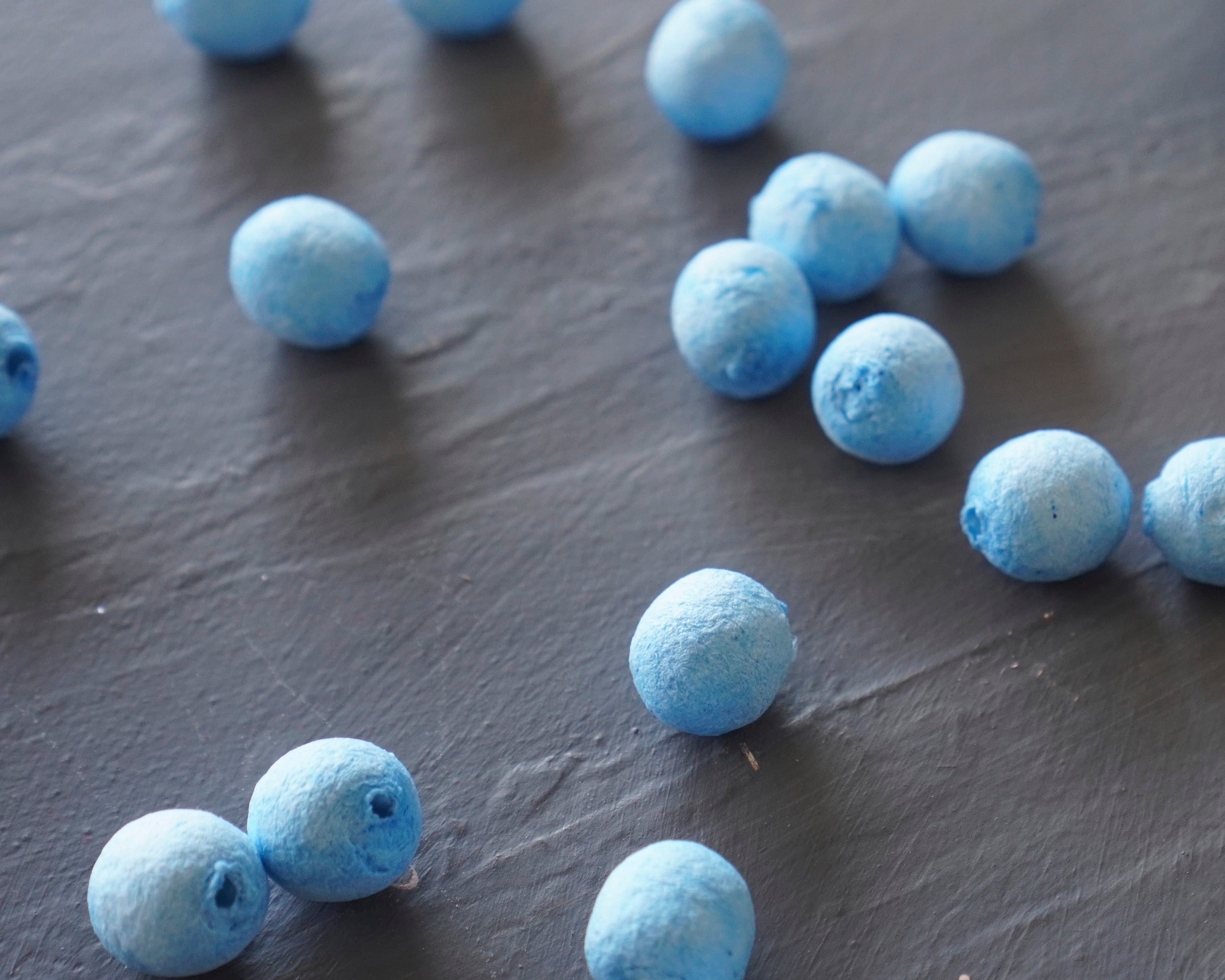 Elf Feet - Blue Tinted Spun Cotton Eggs 12x10mm, 24 Pcs.