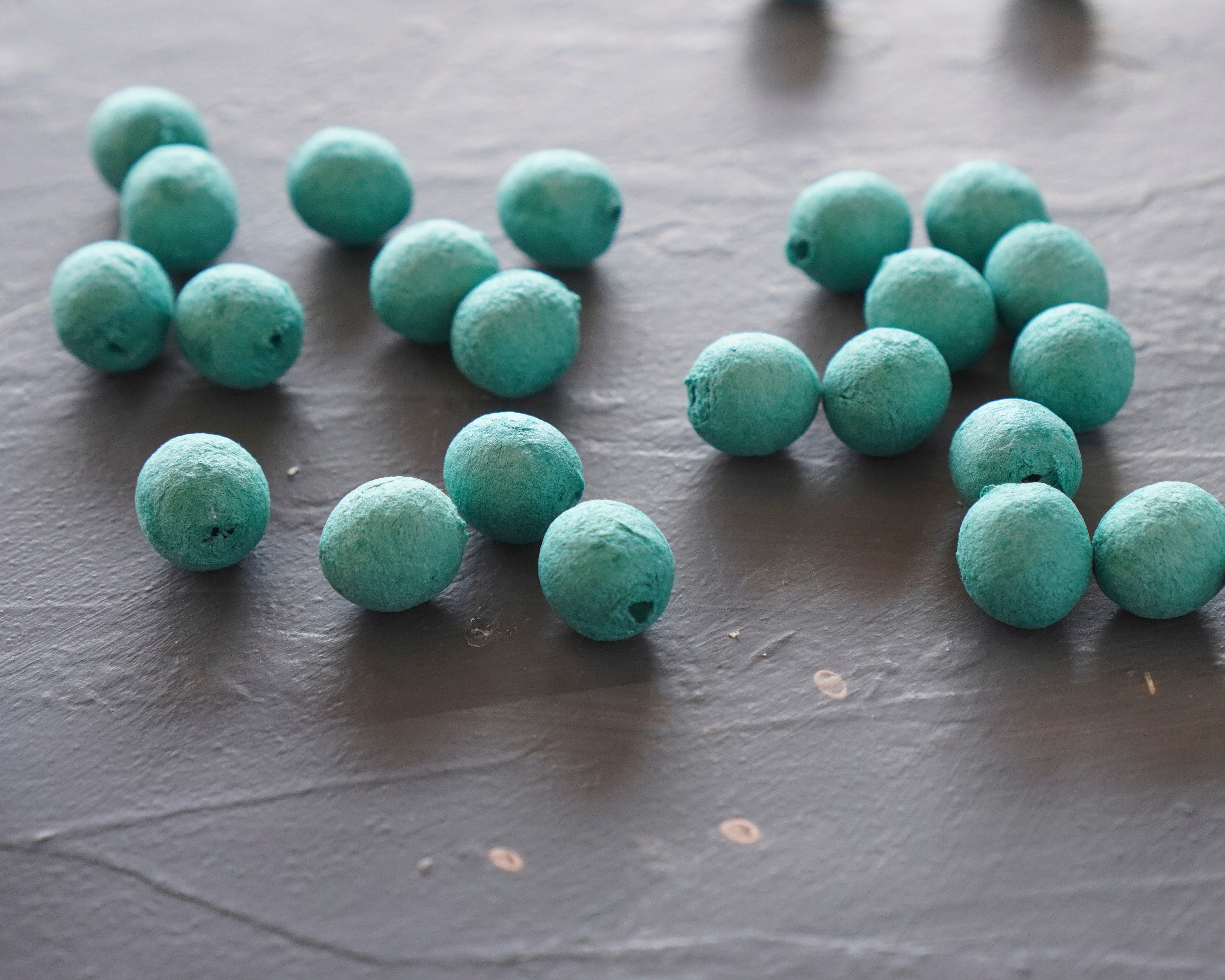 Elf Feet - Teal Tinted Spun Cotton Eggs 12x10mm, 24 Pcs.