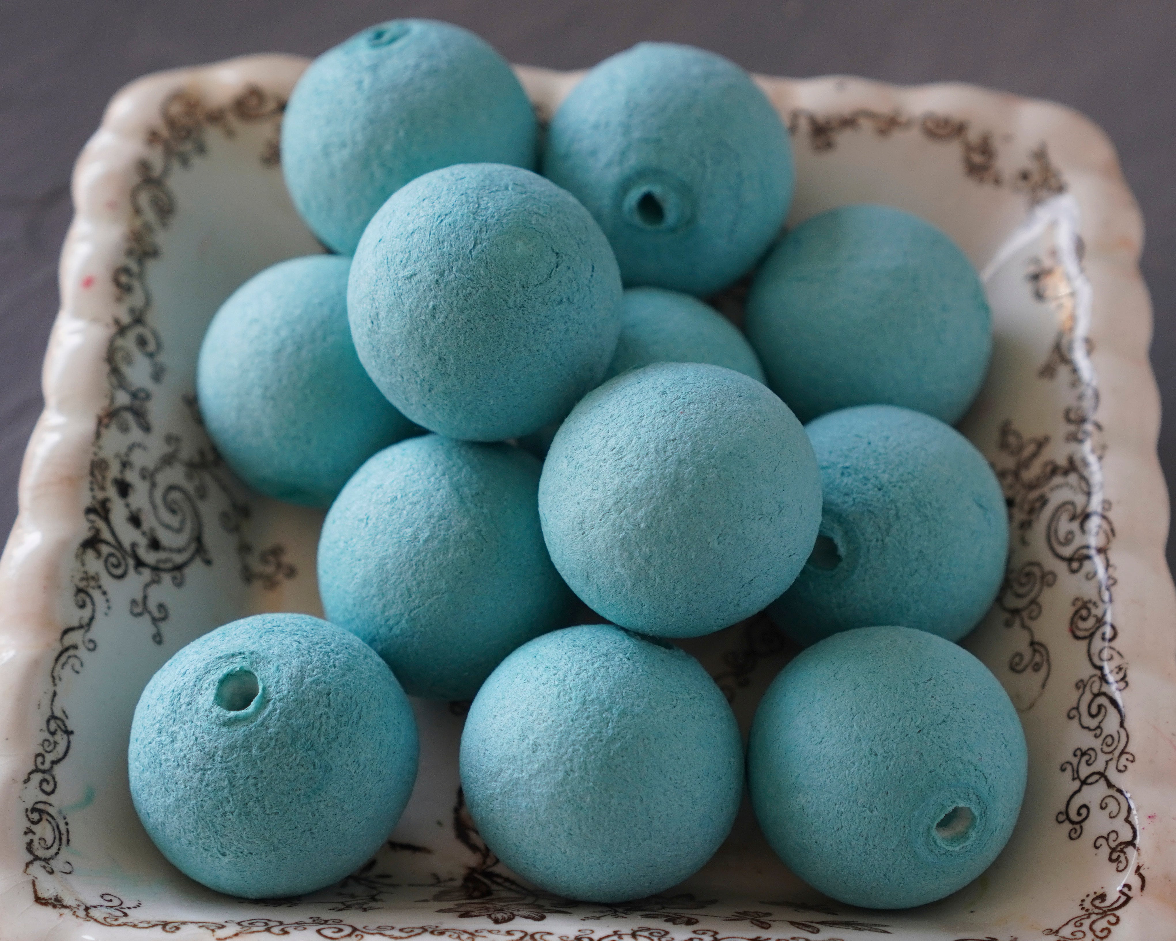 Elf Bodies - Teal Tinted 25mm Spun Cotton Balls, 12 Pcs.