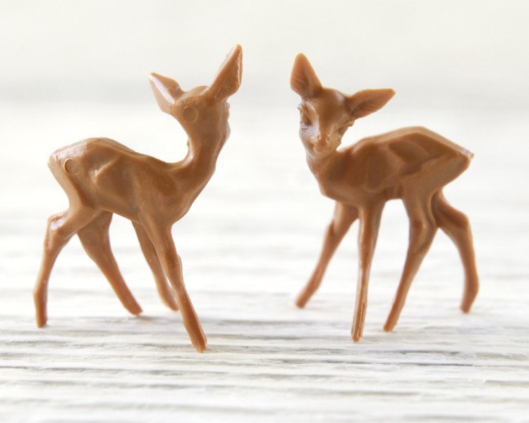 Miniature Plastic Deer - 6 Tiny German Deer