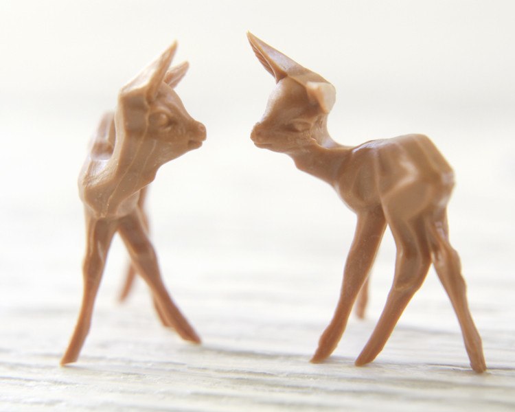 Miniature Plastic Deer - 6 Tiny German Deer