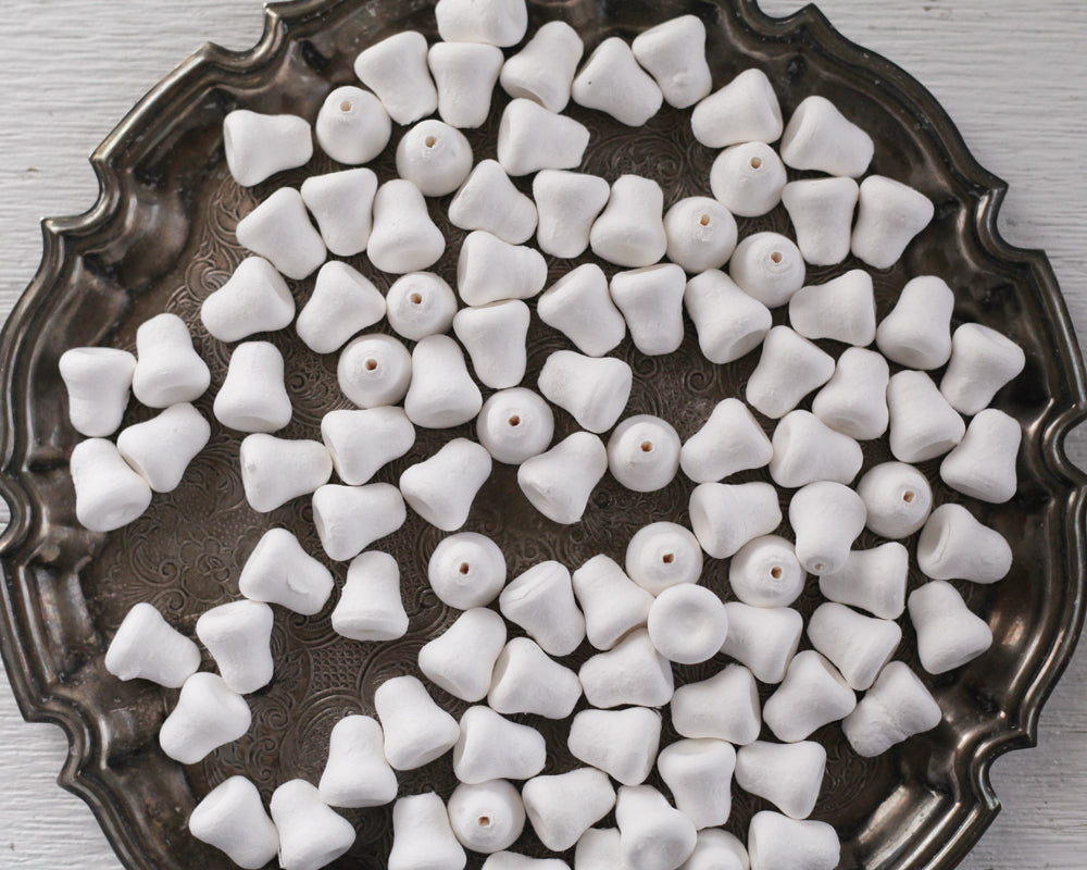 Mini Spun Cotton Bells - 20mm Vintage-Style Craft Shapes, 18 Pcs.
