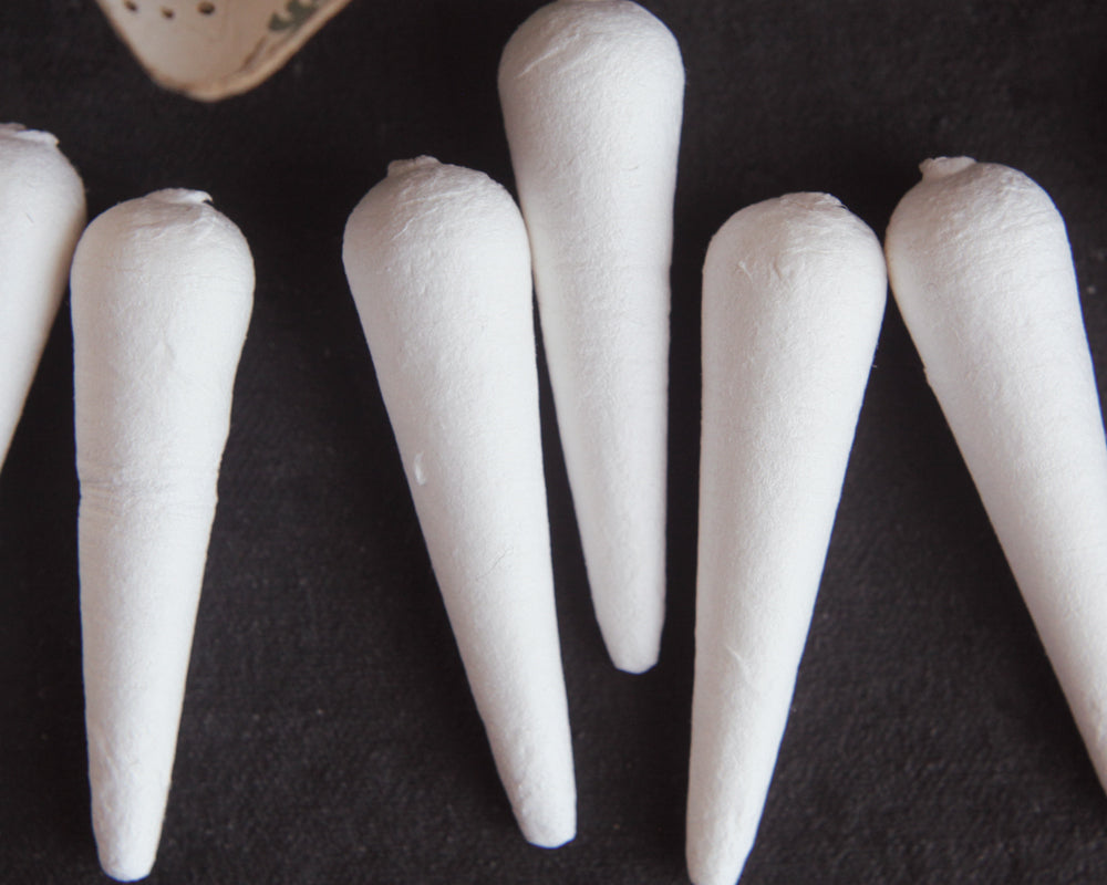 Mini Spun Cotton Icicles - Vintage-Style Icicle Ornament Shapes, 8 Pcs.