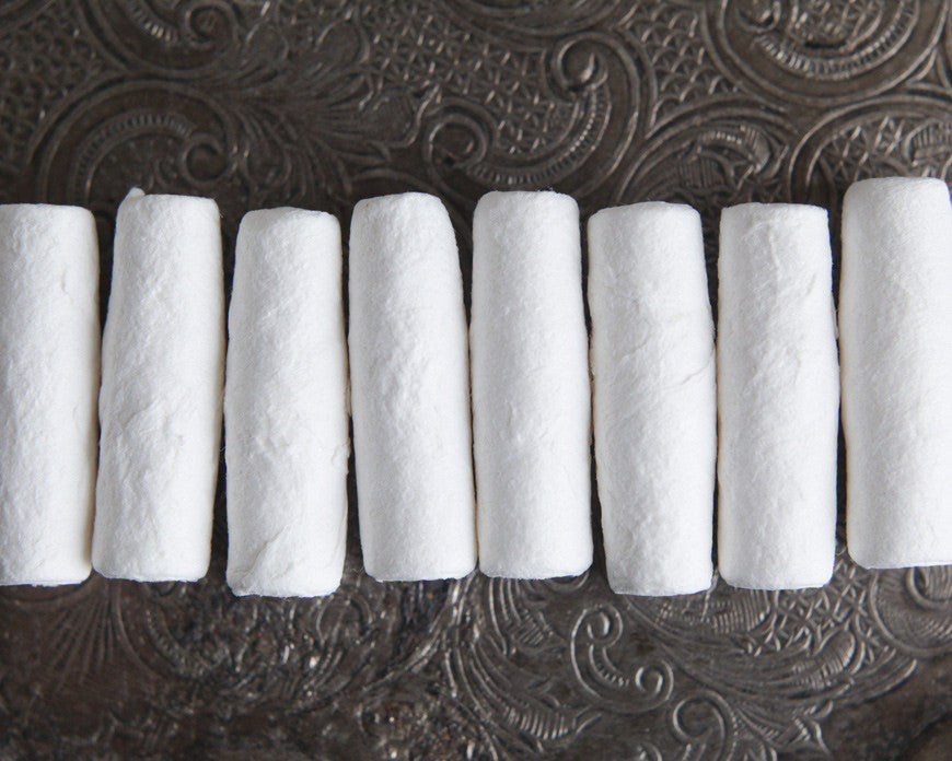 Spun Cotton Pegs - 1 1/4 Inch Miniature Cylinder / Candle Craft Shapes, 8 Pcs.