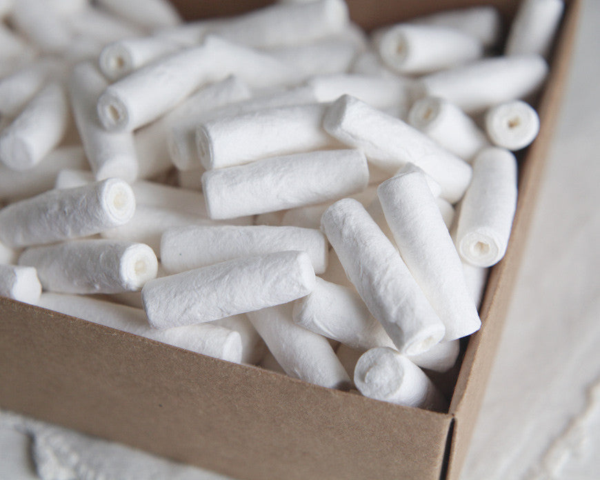 Spun Cotton Pegs - 1 1/4 Inch Miniature Cylinder / Candle Craft Shapes, 8 Pcs.