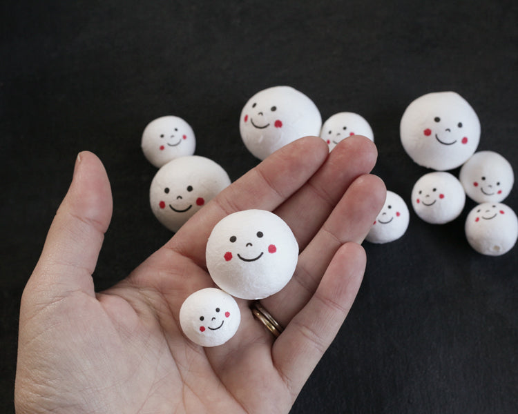 Spun Cotton Heads: SMILEY FACE - Vintage-Style Cotton Doll Heads with Happy Faces