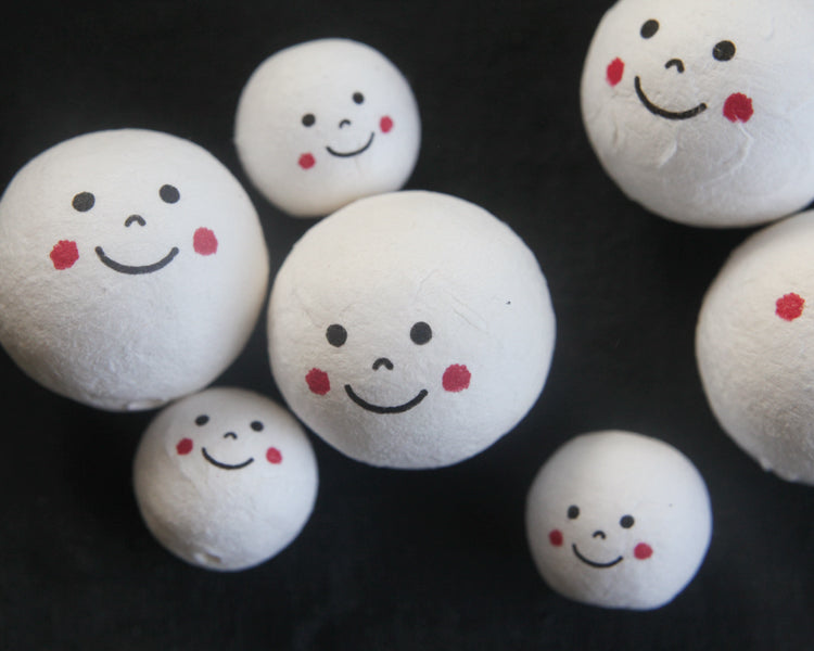 Spun Cotton Heads: SMILEY FACE - Vintage-Style Cotton Doll Heads with Happy Faces