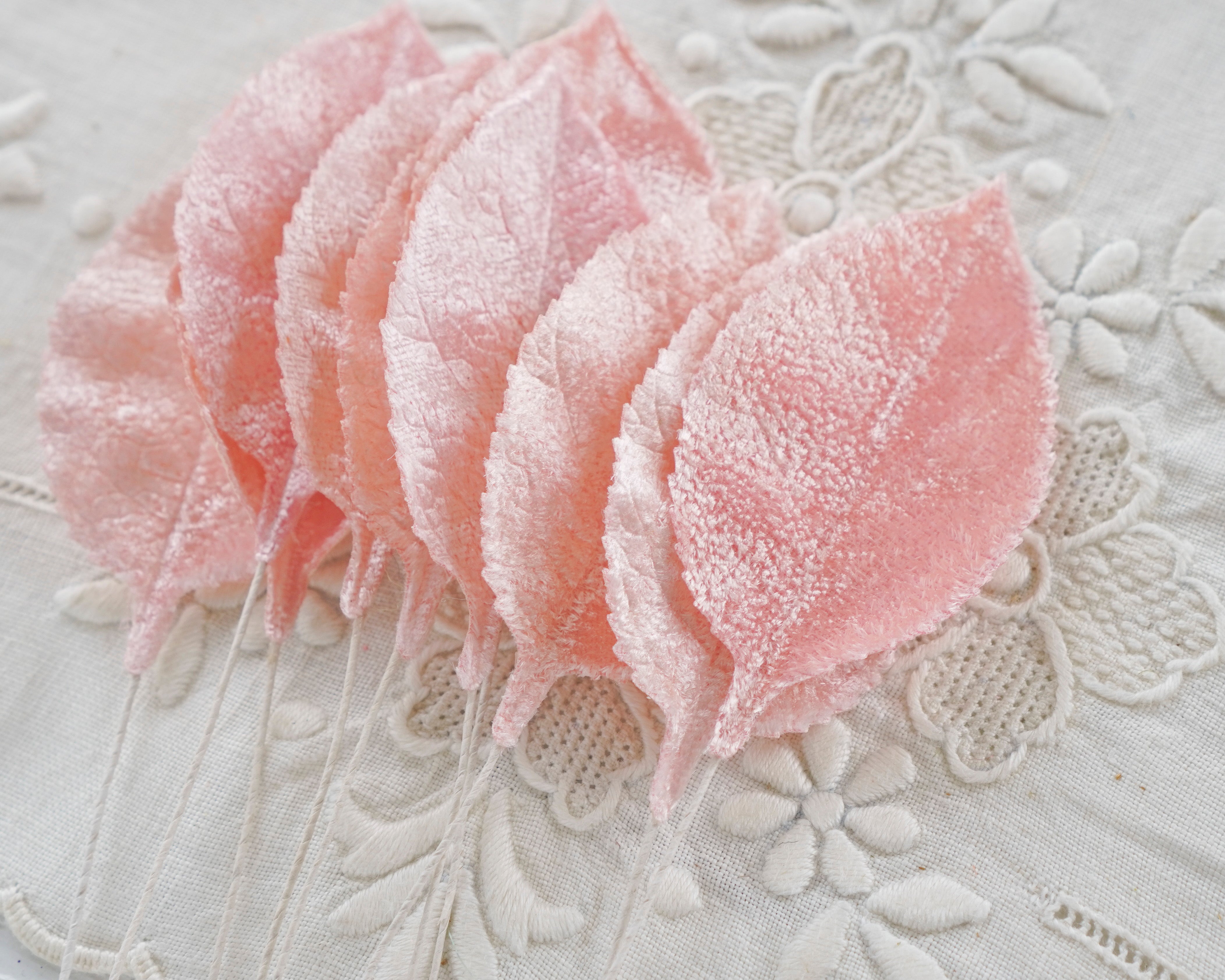 Pink Velvet Leaves, Large, 10 Pcs.