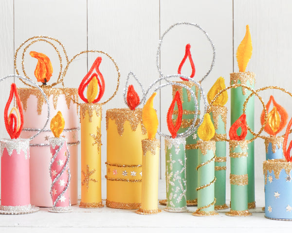 Retro Paper Christmas Candles made from Cardboard Tubes and Paper Rolls!
