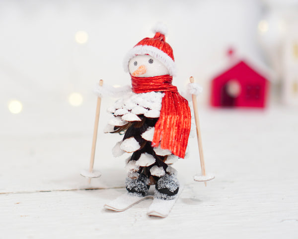 How to Make a Pine Cone Snowman on Skis! – Smile Mercantile Craft Co.