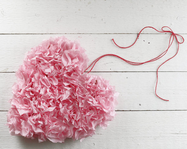 Tissue Paper Puffy Heart Valentine's Window Decoration - DIY Papercraft