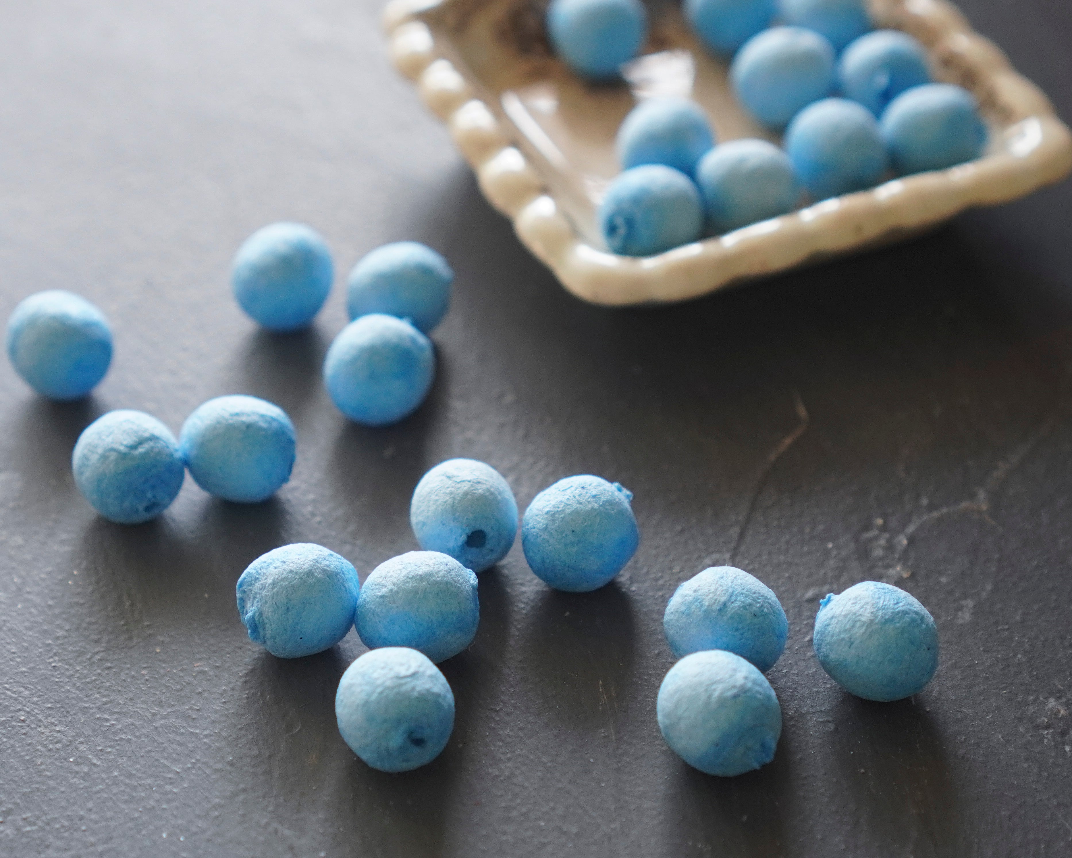 Elf Feet - Blue Tinted Spun Cotton Eggs 12x10mm, 24 Pcs.