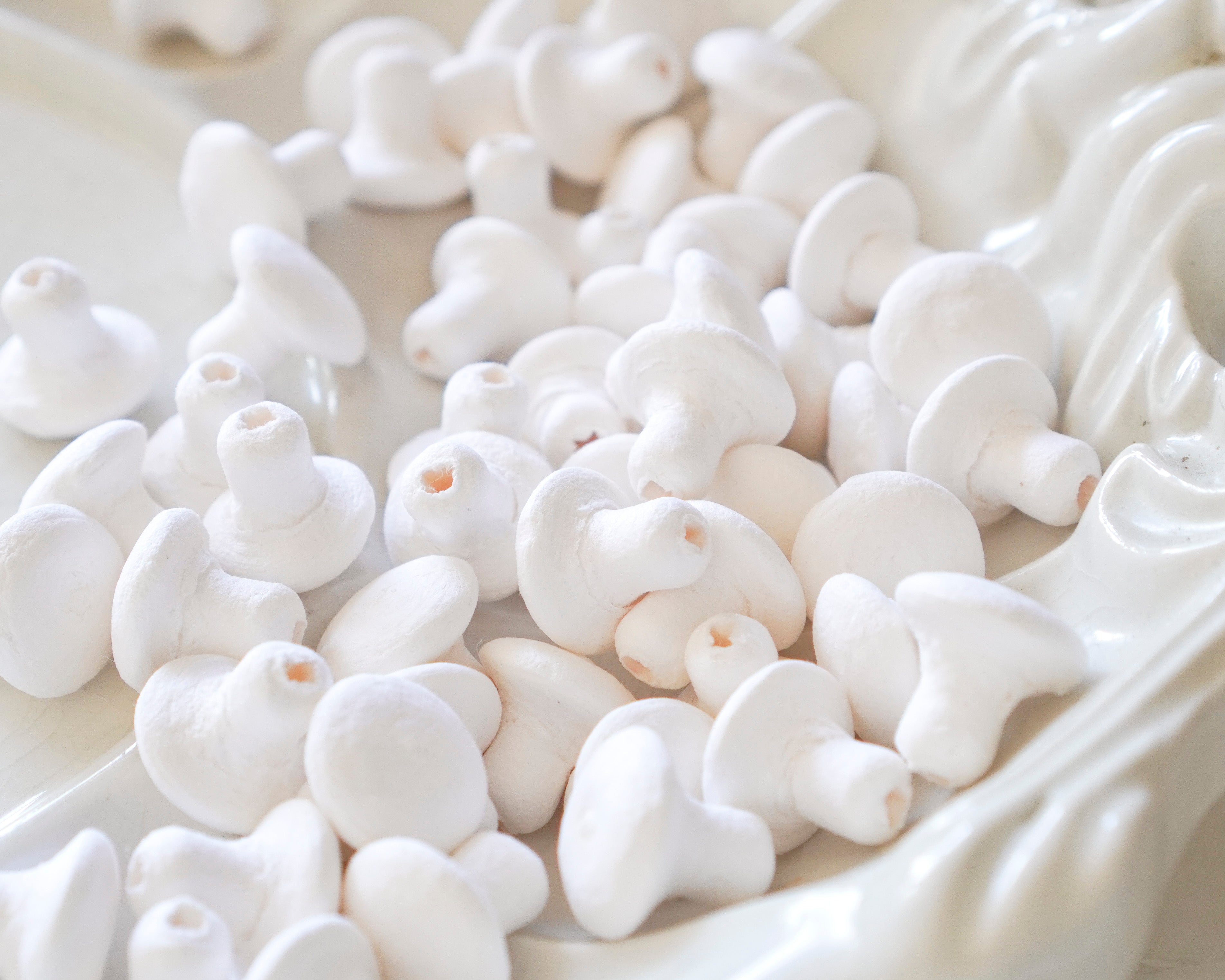 Small Craft Mushrooms - 14x16mm Spun Cotton Toadstools, 50 Pcs.