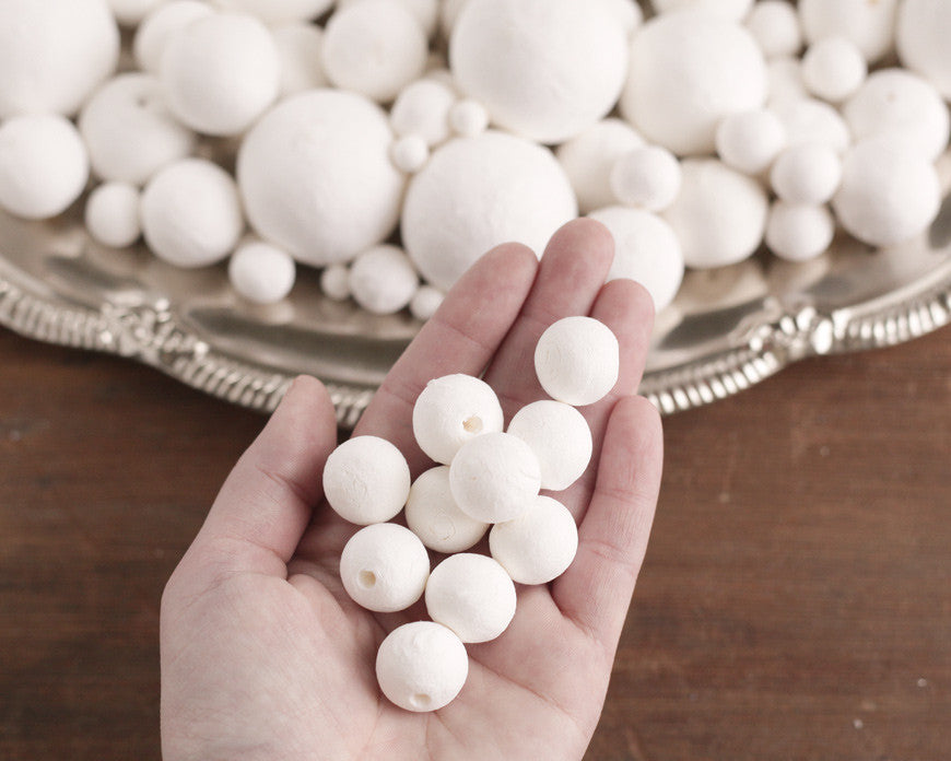 Spun Cotton Balls, Vintage-Style Paper Ball Craft Shapes, Select by Size